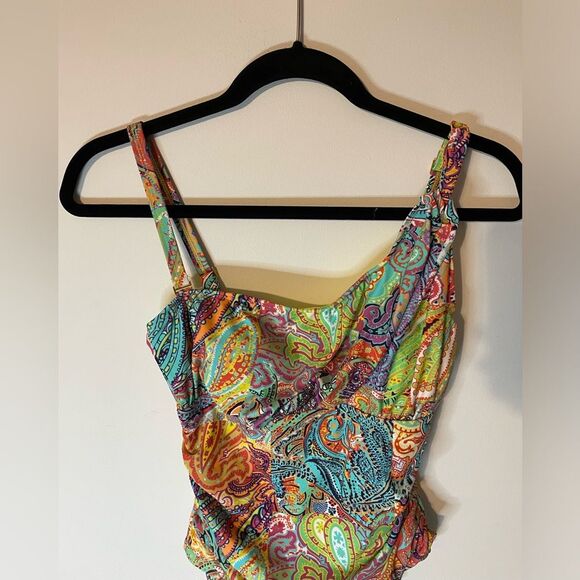 Bleu Rod Beattie Rufflicious One-Piece Multicolor Paisley Size 8 NEW - Picture 2 of 9